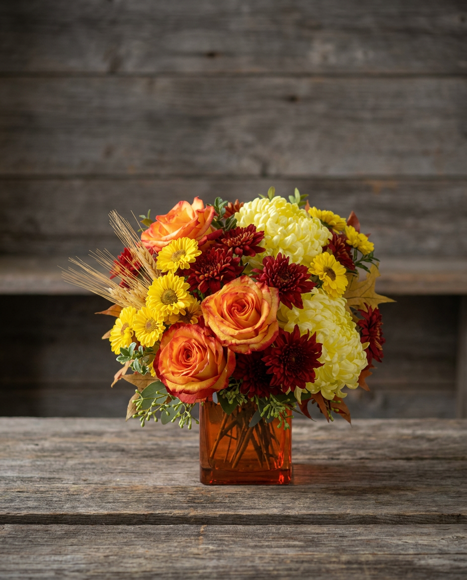 Teleflora's Autumn Expression bouquet featuring seasonal fall blooms.
