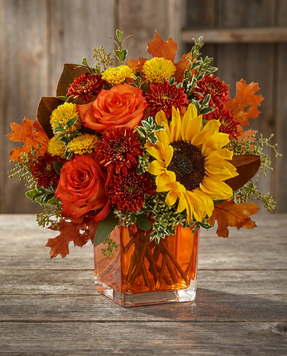 Teleflora's Hello Autumn Bouquet, a seasonal flower arrangement.
