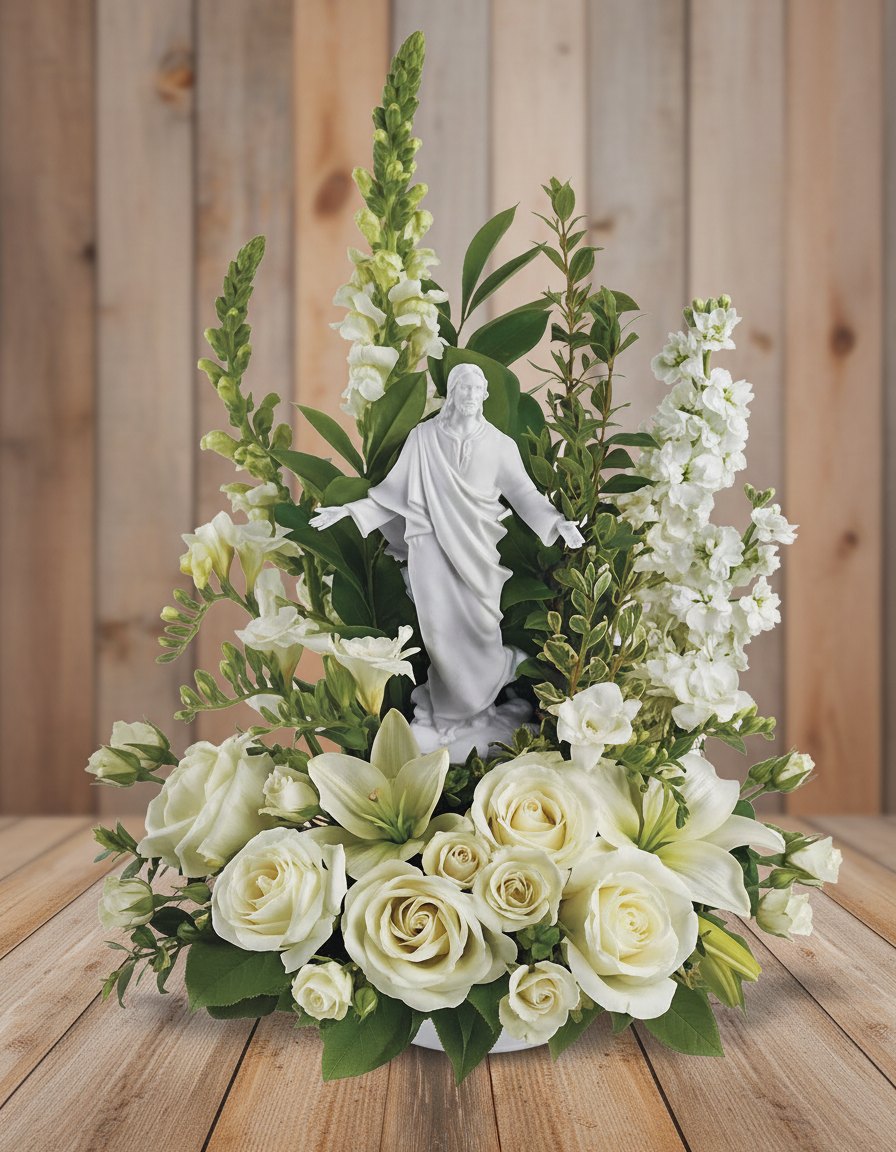 Garden of Serenity Bouquet on a rustic wood background