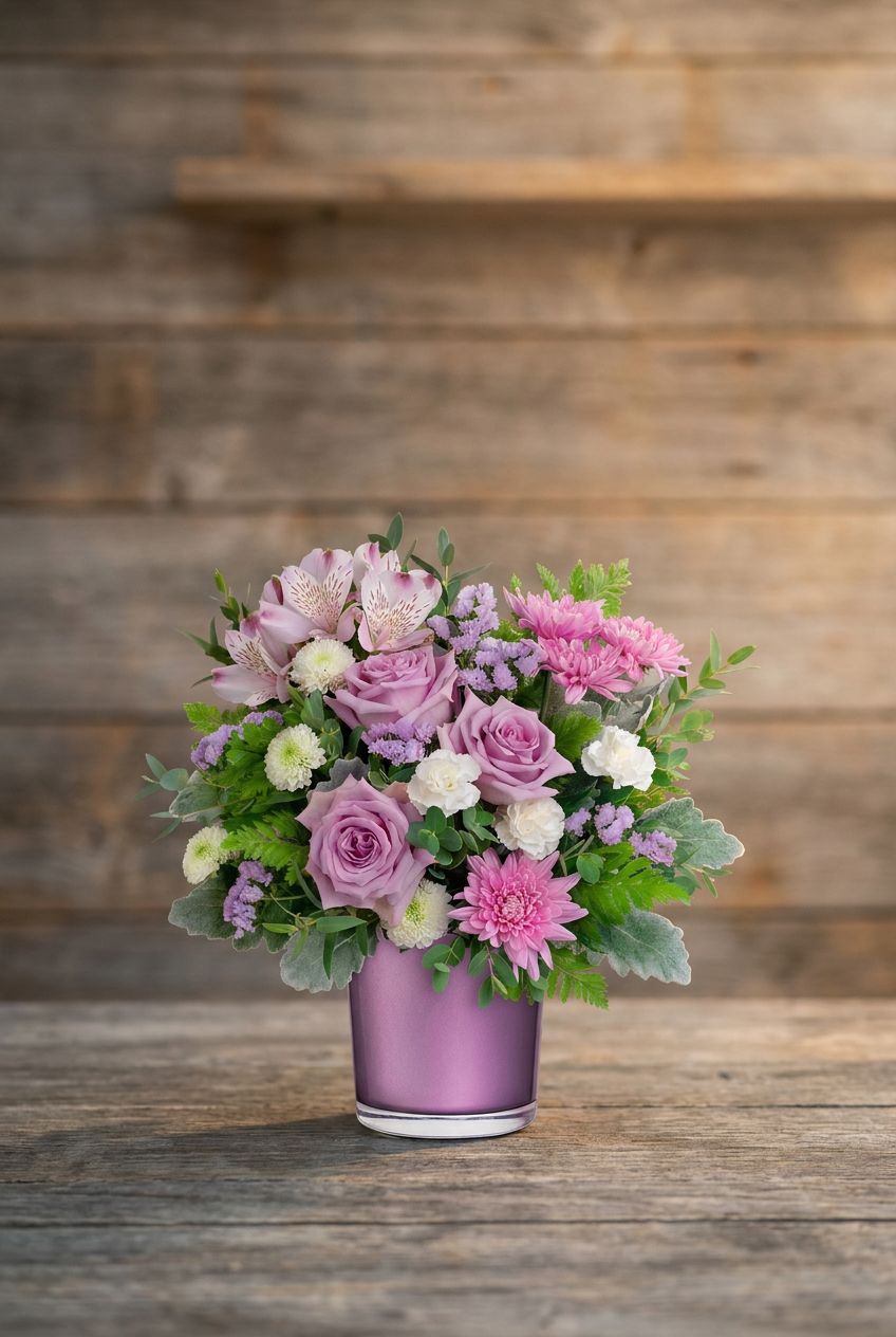 Enchanted Moments Bouquet on a rustic wood background