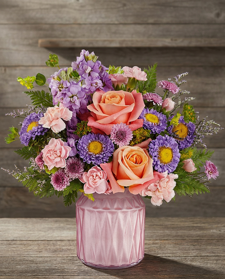 Forever Enchanting Bouquet on a rustic wood background