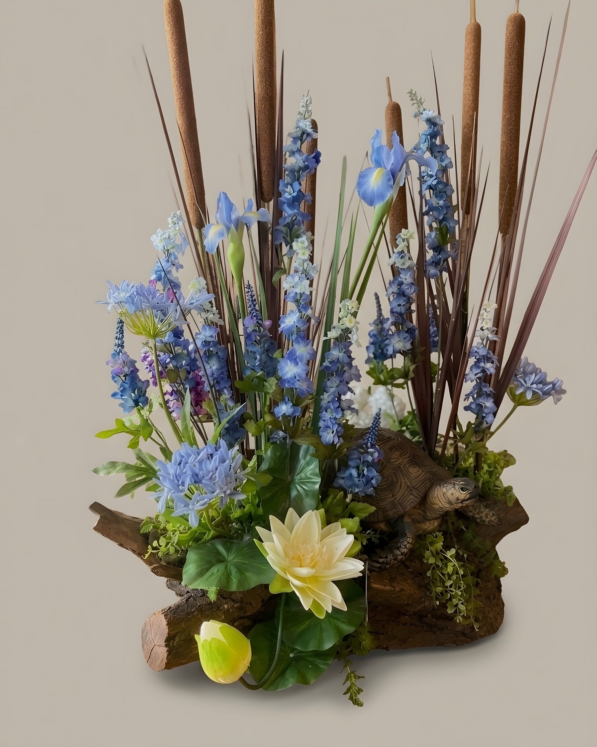 Dried grasses and cattails in a natural arrangement